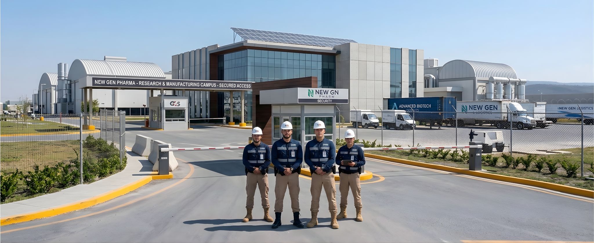 Guardias de seguridad en planta industrial